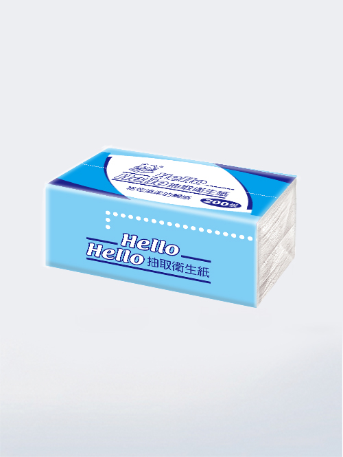 【箱購免運】Hello藍色環保抽取式衛生紙100抽x8包x6袋(190x180mm)