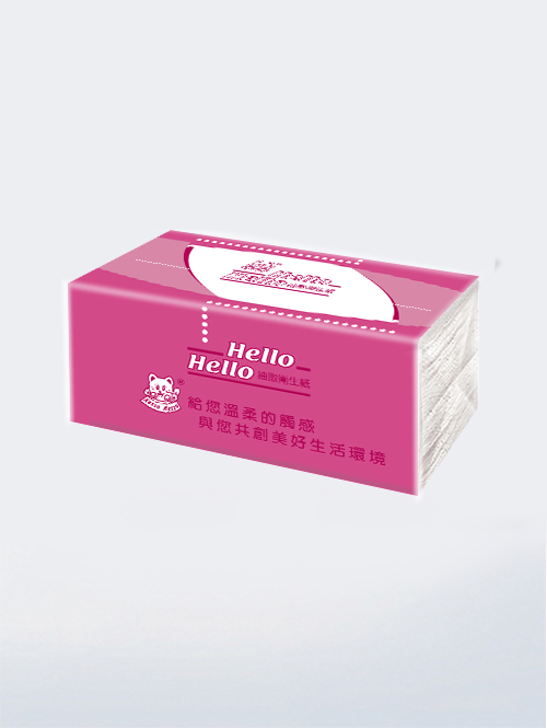 【箱購免運】Hello粉紅厚柔抽取式衛生紙130抽x8包x6袋(195x195mm)